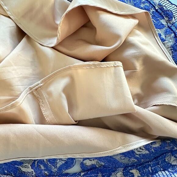 Eliza J Blue Lace Cap Sleeve Fit Flare Dress Pockets Womens Petites Size 12P - Picture 13 of 15